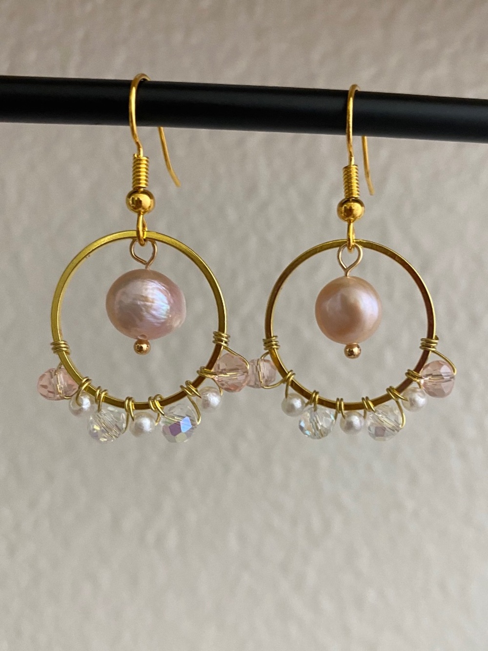 Handmade Freshwater Pearl Hoop Earrings